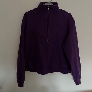 Everlane Deep Purple Quarter-Zip Sweatshirt